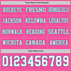 Custom Pink White-Teal Long Sleeve Authentic Football Jersey