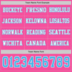 Custom Pink Sky Blue-White Long Sleeve Authentic Football Jersey