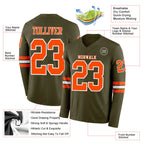 Custom Olive Orange-White Long Sleeve Salute To Service Authentic Football Jersey