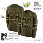 Custom Olive Black-Old Gold Long Sleeve Salute To Service Authentic Football Jersey