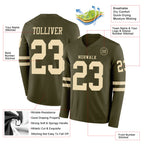 Custom Olive Cream Long Sleeve Salute To Service Authentic Football Jersey
