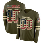 Custom Olive Vintage USA Flag-Cream Long Sleeve Salute To Service Authentic Football Jersey