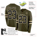 Custom Olive Black-Cream Long Sleeve Salute To Service Authentic Football Jersey