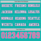 Custom Aqua Pink-White Long Sleeve Authentic Football Jersey