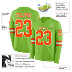 Custom Neon Green Orange-White Long Sleeve Authentic Football Jersey