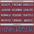 Custom Burgundy Navy-White Long Sleeve Authentic Football Jersey