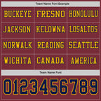 Custom Burgundy Navy-Gold Long Sleeve Authentic Football Jersey
