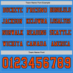Custom Powder Blue Orange-Black Long Sleeve Authentic Football Jersey