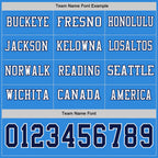 Custom Powder Blue Navy-White Long Sleeve Authentic Football Jersey