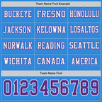 Custom Powder Blue Purple-White Long Sleeve Authentic Football Jersey