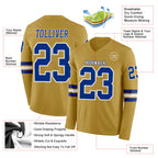 Custom Old Gold Royal-White Long Sleeve Authentic Football Jersey