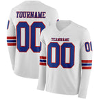 Custom White Royal-Red Long Sleeve Authentic Football Jersey