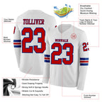 Custom White Red-Royal Long Sleeve Authentic Football Jersey