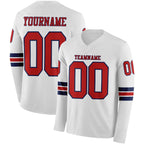 Custom White Red-Navy Long Sleeve Authentic Football Jersey