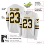 Custom White Black-Gold Long Sleeve Authentic Football Jersey
