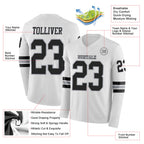 Custom White Black-Gray Long Sleeve Authentic Football Jersey