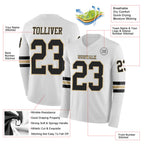 Custom White Black-Vegas Gold Long Sleeve Authentic Football Jersey