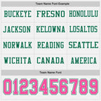 Custom White Pink-Kelly Green Long Sleeve Authentic Football Jersey