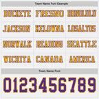 Custom White Purple-Gold Long Sleeve Authentic Football Jersey