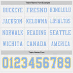 Custom White Light Blue-Yellow Long Sleeve Authentic Football Jersey