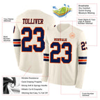 Custom Cream Navy-Orange Long Sleeve Authentic Football Jersey