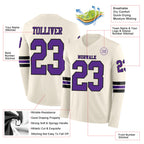 Custom Cream Purple-Black Long Sleeve Authentic Football Jersey