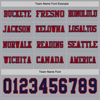 Custom Gray Navy-Red Long Sleeve Authentic Football Jersey