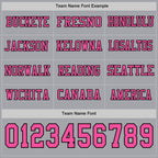 Custom Gray Pink-Black Long Sleeve Authentic Football Jersey