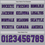 Custom Gray Purple-Black Long Sleeve Authentic Football Jersey