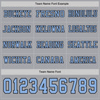 Custom Gray Light Blue-Black Long Sleeve Authentic Football Jersey