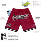 Custom Maroon Black-White Authentic Throwback Basketball Shorts
