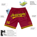 Custom Maroon Gold-Black Authentic Throwback Basketball Shorts