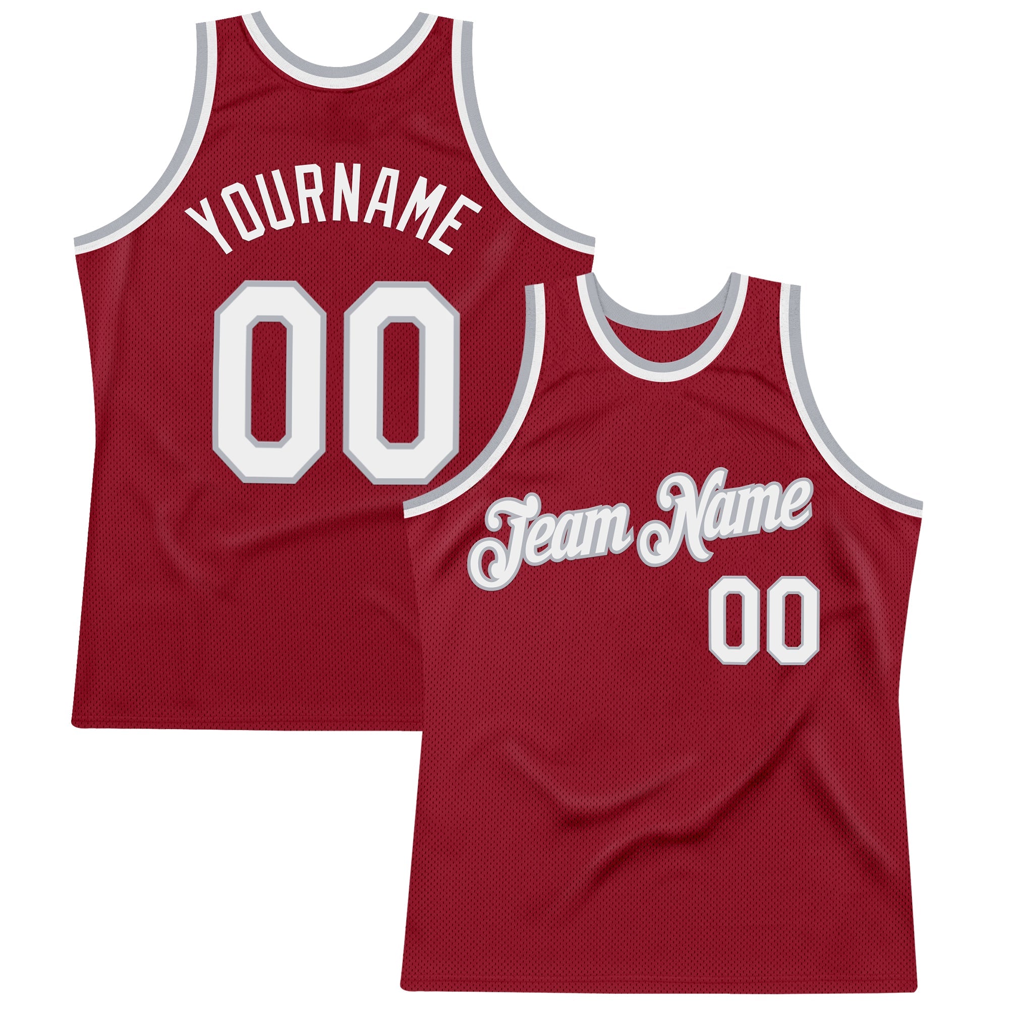 Custom Maroon White-Gray Authentic Throwback Basketball Jersey