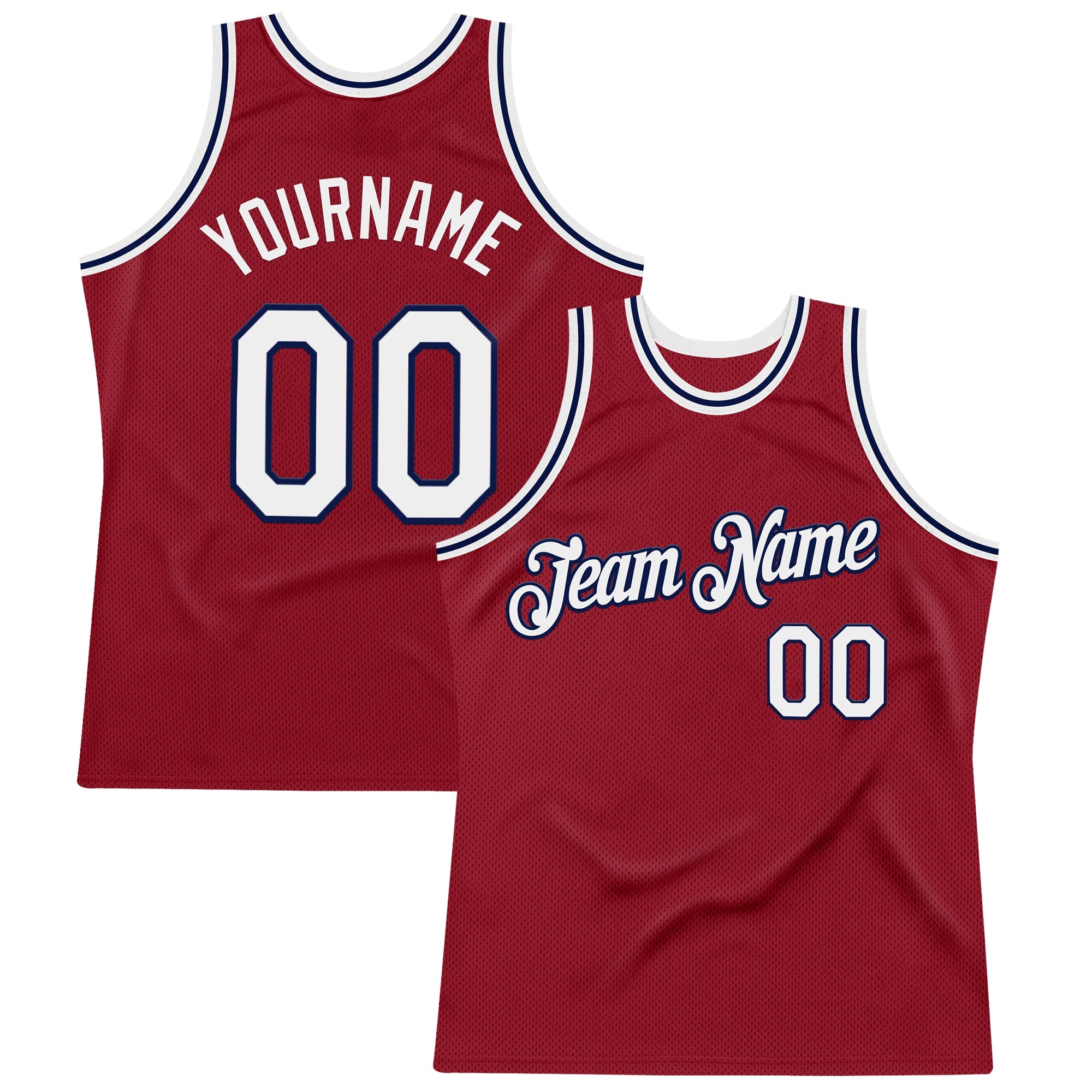 Custom Maroon White-Navy Authentic Throwback Basketball Jersey