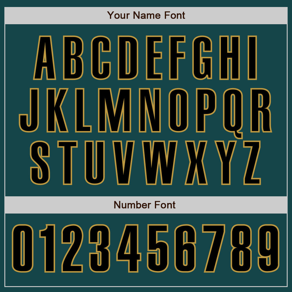 Custom Midnight Green Black-Old Gold Authentic Baseball Jersey