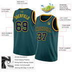 Custom Midnight Green Navy-Gold Authentic Basketball Jersey