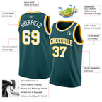Custom Midnight Green White-Gold Authentic Basketball Jersey