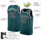 Custom Midnight Green Black-White Authentic Basketball Jersey