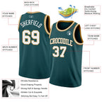 Custom Midnight Green White-Old Gold Authentic Basketball Jersey