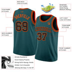 Custom Midnight Green Black-Orange Authentic Basketball Jersey