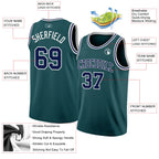 Custom Midnight Green Navy-White Authentic Basketball Jersey
