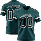 Custom Midnight Green Black-White Authentic Football Jersey