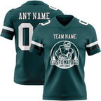 Custom Midnight Green White-Black Authentic Football Jersey