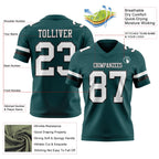 Custom Midnight Green White-Black Authentic Football Jersey