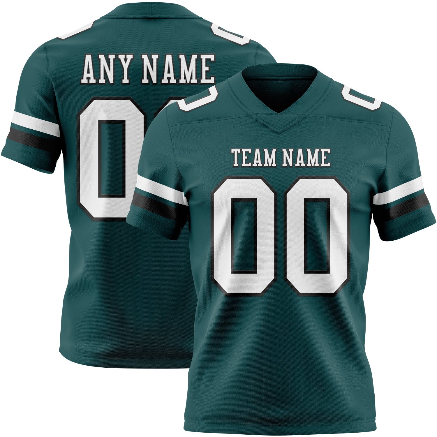 Custom Midnight Green White-Black Authentic Football Jersey