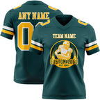 Custom Midnight Green Gold-White Authentic Football Jersey