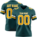 Custom Midnight Green Gold-White Authentic Football Jersey