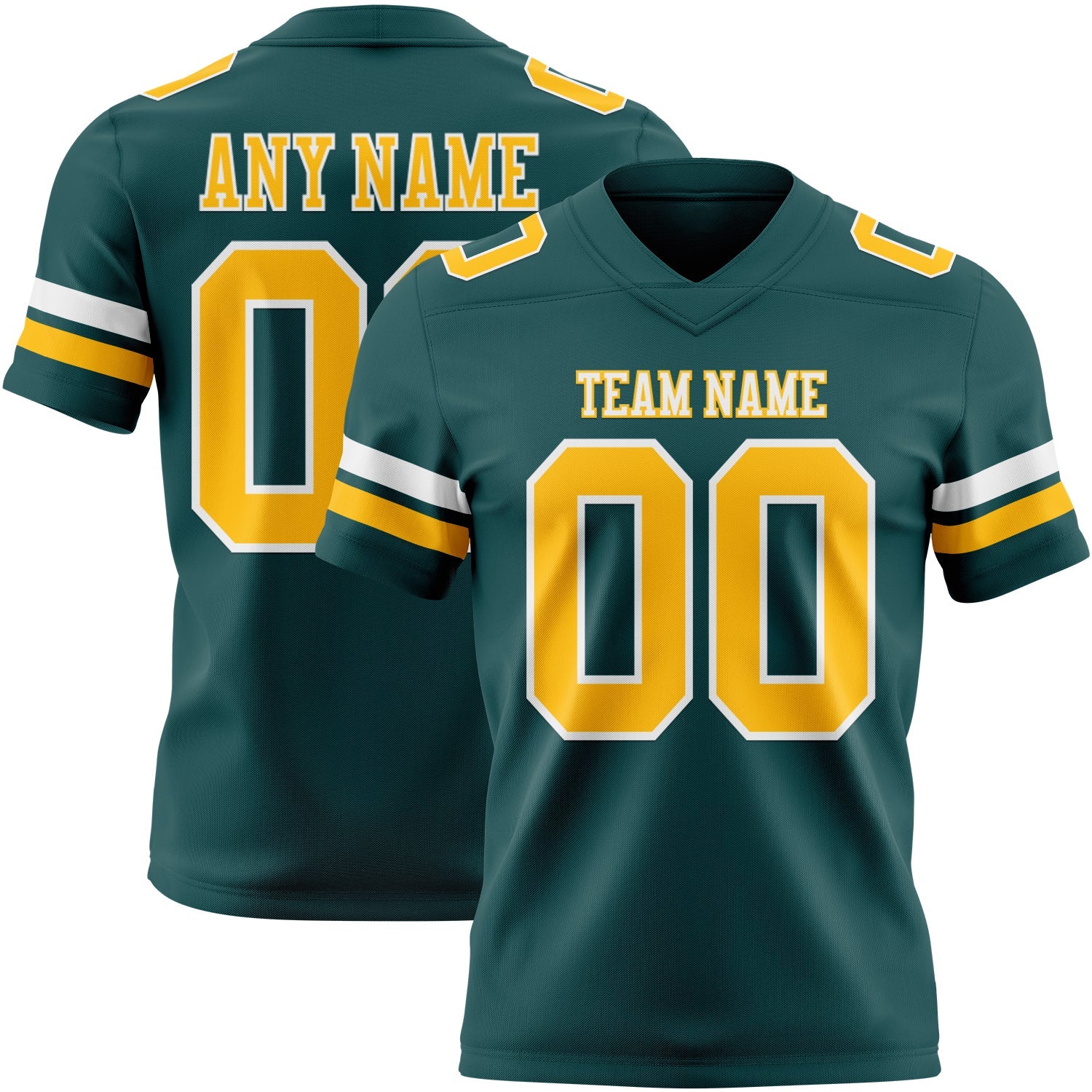 Custom Midnight Green Gold-White Authentic Football Jersey