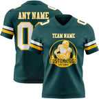 Custom Midnight Green White-Gold Authentic Football Jersey