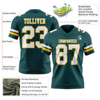 Custom Midnight Green White-Gold Authentic Football Jersey